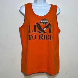 Harley Davidson Womens Orange Texas Dealership Tank Top Size Medium